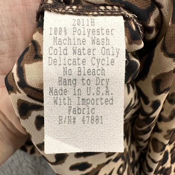 La Palapa XL Sheer Animal Print Cover Up Dress Long Sleeves Front Tie Beach Pool - Picture 10 of 10